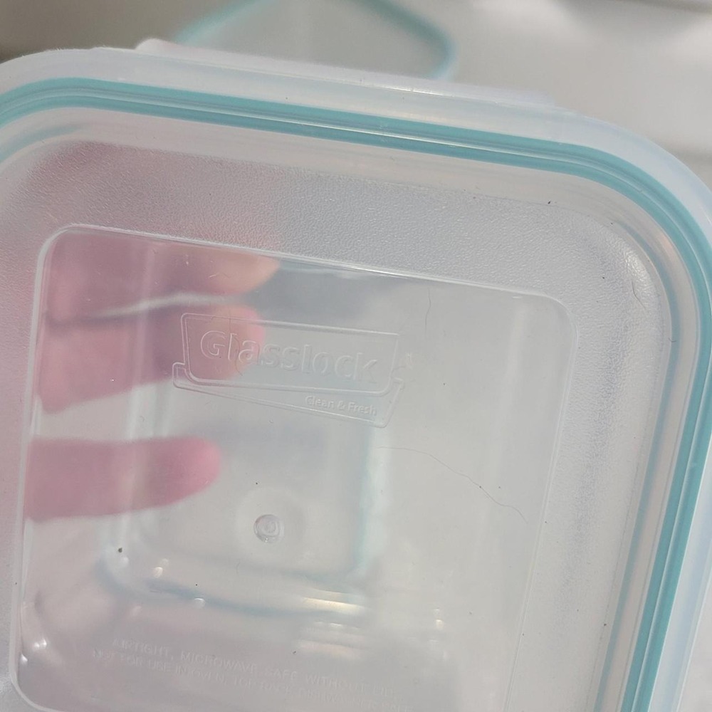 Glasslock Square Glass Food Storage Containers with Airtight Lids Set of 4 Blue